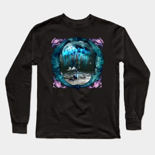 Awesome jellyfish and bautiful mermaid Long Sleeve T-Shirt